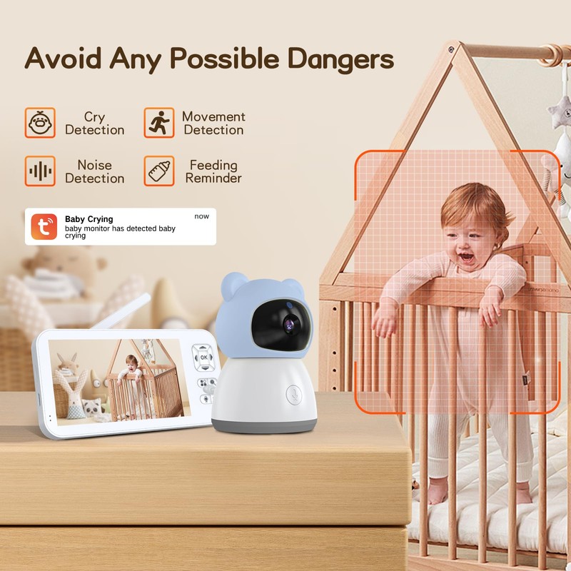ACEBELL Smart WiFi Video Baby Monitor,2K HD Baby Camera with