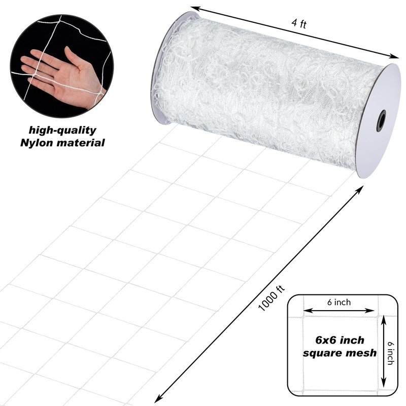 Berlune 4 x 1000 ft Trellis Netting, Soft Mesh Nylon