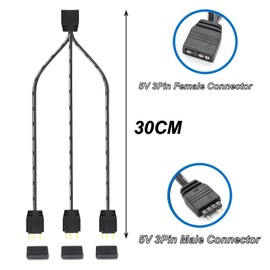 iHaospace ARGB + PWM Fan Splitter Cable 1 to 3.5 V 3 Pin 30 cm 24AWG for PC Fan Motherboard ARGB Controller