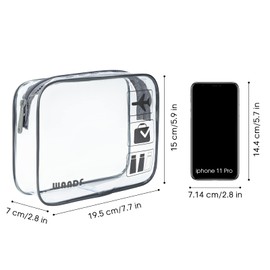 Clear Travel Toiletry Bags with Zippers Portable Waterproof Travel Accessories Quart Size Toiletries Cosmetic Pouch Makeup Bags for Men and Women (2pcs Grey)