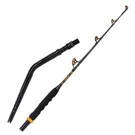 Fiblink Bent Butt Fishing Rod 2 Piece Saltwater Offshore Trolling Rod Big Game Deep Drop Rod Conventional Boat Fishing Pole (Bent Butt：5'6",80-120lbs)