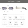 JCTAIFOO Retro Rimless Rectangular Sunglasses Women Men Vintage Slim Rectangular