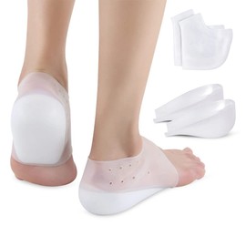 Dr.Pedi Invisible Height Increase Elevators Heels Cushion Insole - Heal Dry Cracked Heels & Protector, Arch & Men’s Size Support, White, 2 cm