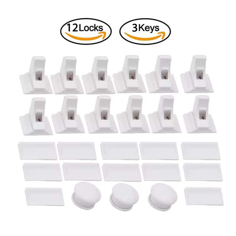 Magnetic Child Safety Cabinet Locks with Adhesive Drawer Latches