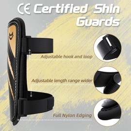 WVVOU Football Shin Pads for Youth Adults, Kids Soccer Shin Guards for Soccer Boys Girls, Double Adjustable Straps Football Shin Guards, Super Impact Resistance, Lightweight, Breathable