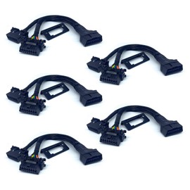 JUTA OBD2 Splitter Extension Cable Adapter 1 Male and 2 Females Extension 16PIN OBD-II J1962 Y Diagnostic Connector with Mounting Bracket (5 PCS)