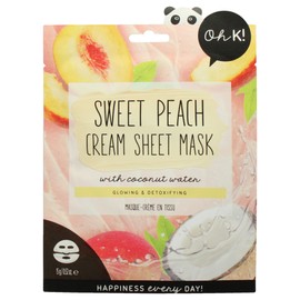 Oh K! Cream Sheet Mask - Sweet Peach - Korean Face Mask Sheet - Facial Skin Care Products - Clean Korean Skincare - Hydrating Face Sheets - 1 Pc