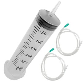 (TUISKU) シリンジ 注射器 300ml プラスチック オイル交換 肥料 液体 計量 1ｍ チューブ 2本セット (300ml)