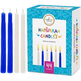 The Dreidel Company Menorah Candles Chanukah Candles 44 White and Blue Hanukkah Candles for All 8 Nights of Chanukah (40-Pack)