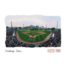 Unbranded New Postcard - DOZER PARK, Peoria Chiefs, Cardinals Minor League, Watercolor