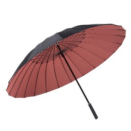 ThreeH Walking Stick Umbrella 190T 24 Ribs Double Canopy Long Handle Straight Anti-UV Sun/Rain Windproof Golf Umbrella,Pink
