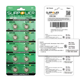 SURPOWER CR1/3N 3V Lithium Battery 10 Pack 【5-Year Warranty】