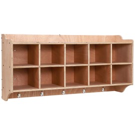 GarveeHome Cubby Storage Organizer Cubes, Daycare Shelves with 10 Cubbies with Hooks and Shelf, Hanging Wall Mount, Furniture for Kids Toys, Classroom, 47-Inch Width