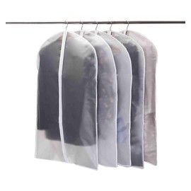 Garment Bag Suit Pack of 5 High-Quality Garment Bags, Transparent, 60 x 140 cm, Breathable Fabric, for Suits, Dresses, Coats, Jackets, Shirts, Evening Dresses, Suit Bag, Storage, Garment Cover