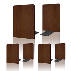 Brosisincorp Walnut Wood Book Ends for Shelves - Hand Polished Edges, Non-Skid Bookends for Heavy Duty Book Holders Office Desk Shelves Decorative Book Organizer, 6.69"H x 4.72"W x 3.94"L (3 Pairs)