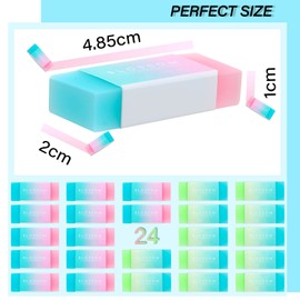 Gersoniel 24 Pcs Pencil Erasers Cute Jelly Erasers Soft Rubber Block Eraser Easy to Clean for Drawing Writing School Office Supplies