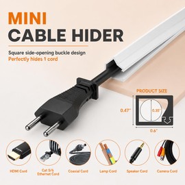 39" Flexible Cord Hider Wall for Mounted TV Single Wire，Side Buckle Square Wall Cable Hider Hiding Wires Along Wall，Silicone Electical Cord Cover