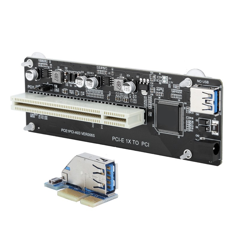 PCIE to Dual PCI Adapter Resin Riser Expansion Card with