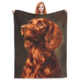 PXLNJHO Irish Red Setter Blanket Gifts for Women Men Adults Dog Lovers, Irish Red Setter Plush Fleece Throw Blankets, Cozy Soft Warm Bedding Decor for Sofa Living Room Travel 50"x60"