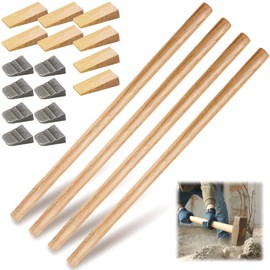 4 Sets 36" Replacement Hammer Handle Kit Includes 4 Sledge Hammer Handle Replacement, 8 Wood Wedges and 8 Steel Wedges for Decking Framing Carpentry Construction DIY Sledge Axe Tool