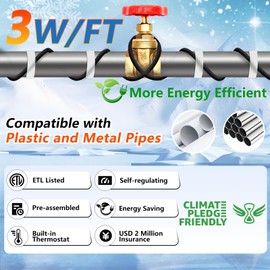 HEATIT 140ft Self-Regulating Energy-Saving Heat Tape for Pipes ETL Listed