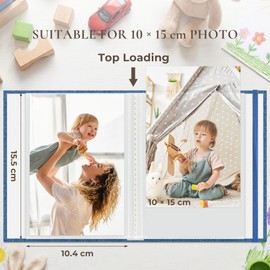 Vienrose Small Photo Albums for 6x4 Photos, 2 Pack Linen Cover Mini Photo Book, 26 Pages Hold 52 Pictures, for Family Memories, Travel Photos, Artwork & Postcard Storage, Keepsake Album，Blue