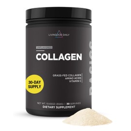 Livingood Daily Unflavored Collagen Powder for Women & Men, Hydrolyzed Collagen Peptides Powder with Vitamin C, Protein with 20 Amino Acids, Type I & III, Grass Fed, Keto, Paleo, Gluten Free, 30 Srvgs