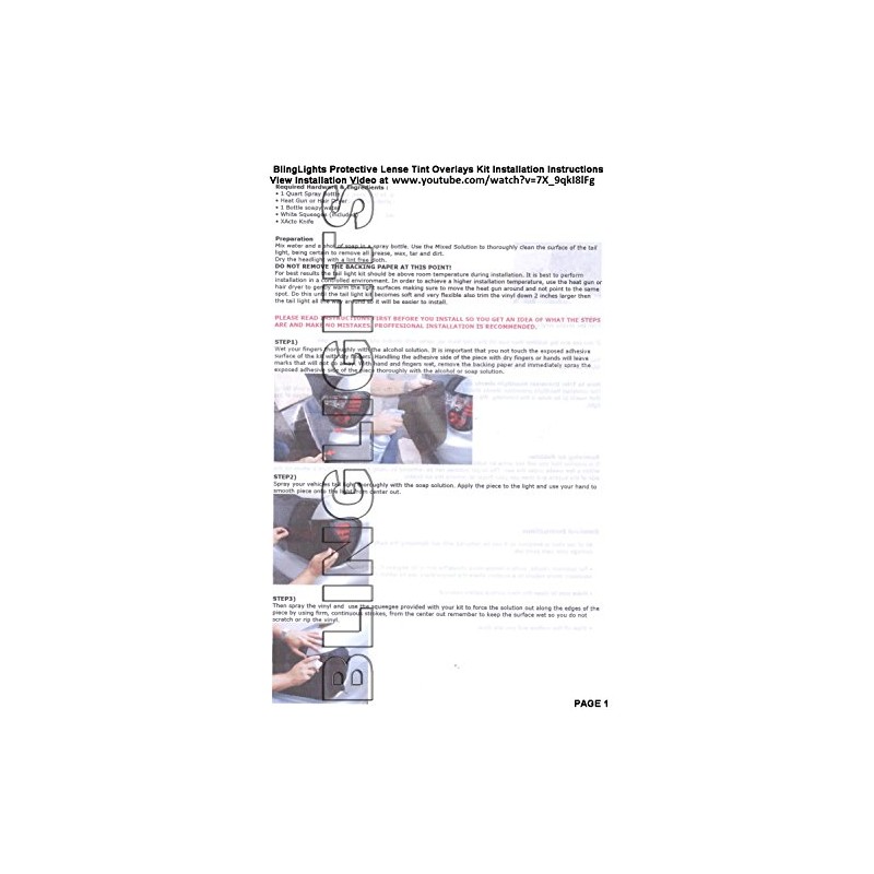 BLING LIGHTS Murdered Out Protective Tail Light Film Covers for