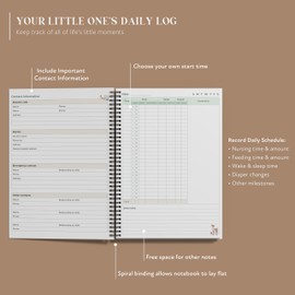 Baby Daily Log Book, Track and Monitor Newborn Nursing, Sleep, Diaper and Milestones. Gift for new Parents, Grandparents, Babyshower, Nanny or Daycare - Hardcover leather A5 (Beige/Gold)