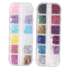 VICASKY 2sets Shiny Nail Glitter Sequins for Manicure Art for Makeup Unique Paillette Design for Creative for Professionals and Hobbyists