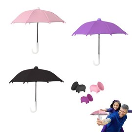 Pddenality 3 PCS Phone Umbrella for Sun with Piggy Suction Cup, Universal Adjustable Umbrella for Phones Phone Sun Shade for Outdoor Use Beach Sports Driving (Black, Pink, Purple) ﻿