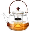 40oz Glass Teapot with Anti-Drip Spout, Peach Wood Handle and