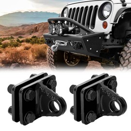 DING.PAI 2 Pack Shackles Mount, D-Ring Shackle Bracket with Backer Plate, 5 Ton Weld/Bolt On Truck Bumper Tractor Bucket (Black)