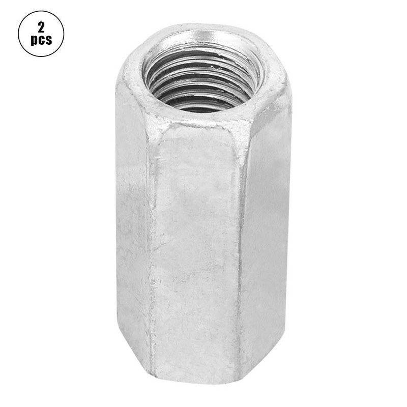 Long Hex Nut, 2pcs M16*50 Zinc Plated Steel Long Hex