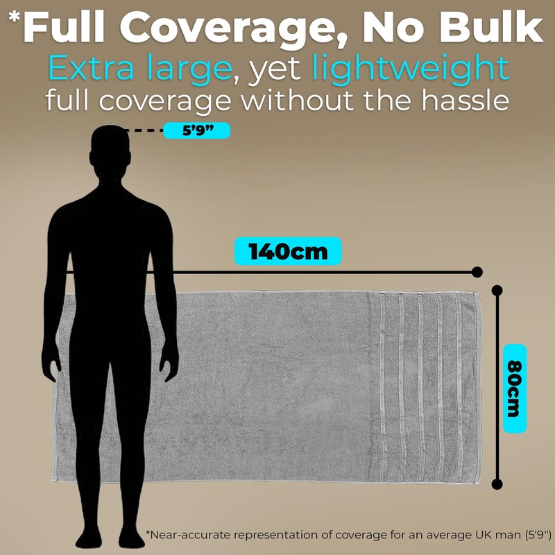 Towelogy® Quick Dry Large Bath Towels for Men 140x80cm -100%