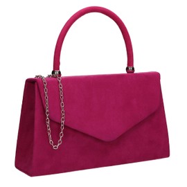 SwankySwans Women's Kendall Suede Clutch Bag, Fuschia, One Size
