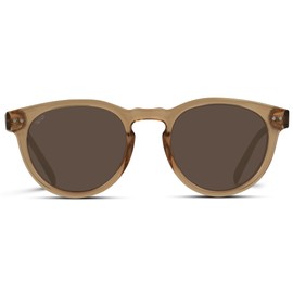 WearMe Pro Polarized Classic Round Retro Women's Sunglasses (Light Crystal Brown/Brown Lens)