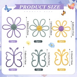 Wesiti 9 Pcs Boho Nursery Decor 3 Size Daisy Flower and Butterflies Woven Macrame Wall Hanging for Home Nursery Bedroom Dorm Wall Art(Modern Color)