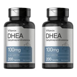 Pack 2x DHEA 100 mg – 400 Cápsulas Totales – Suplemento de Longevidad y Bienestar Diario