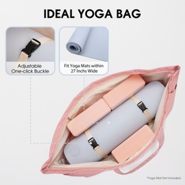 sportsnew Large Yoga Mat Bag with Shoes Compartment and Wet Pocket Ladies Pilates Gym Bag with Yoga Mat Holder Strap for Women Men Workout Carrier Stuff Accessories, Pink