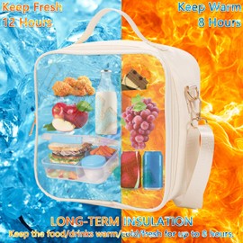 Kunoli Insulated Kids Lunch Bags, Boys Girls Lunch Bag, White Lunch Bag for Women, Boite a Lunch Femme Cooler Bag Insulated Reusable Leakproof Womens Lunch Bag for Work, Picnic, School, BBQ