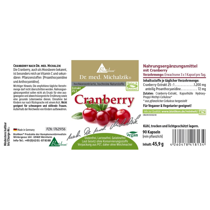 Cranberry Dr. Michalzik - Cranberry Extract 25x Concentrated - by