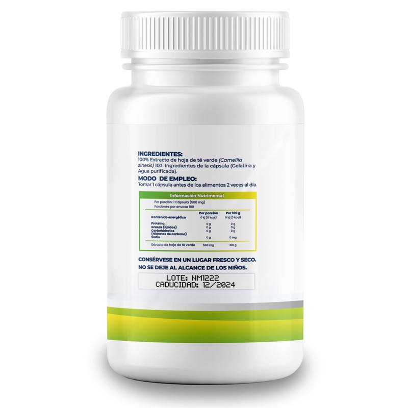 Té Verde Cápsulas con 500mg - Extracto 100% Natural -