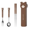 Cutlery, Chopsticks, Spoon, Fork, Storage Case, 3-Piece Set, Stainless Steel,