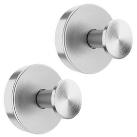 BKV Suction Cup Hooks for Glass Window,Removable Shower Hooks for Inside Shower,Metal Towel Hooks for Bathrooms,6 Pack(Silver)