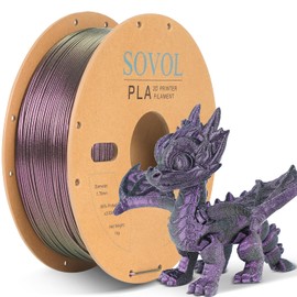 Sovol Silk PLA Filament with Purple Glitter 1kg 1.75mm, Color Changeable 3D Printer Filament 2.2lbs, Chameleon Shiny PLA Material +/-0.03mm, Shimmering 3D Printing Filament, Galaxy Purple