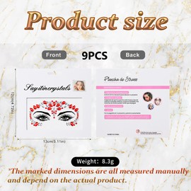 Face Gems For Women, Face Gems For Kids, 9 Pcs Long-Lasting Rhinestone Face Glitter, Waterproof, Easy Application & Removal, Perfect For Music Festivals & Parties