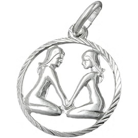 Jewelry pendant zodiac sign Gemini from 925 silver 15mm