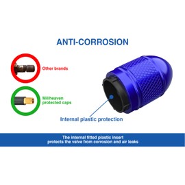 Miliheaven Bullet Corrosion Resistant (Blue) Aluminium Tire Wheel Alloy Valve Caps Dust Caps (4 Pack) Universal for Cars, SUVs, Bicycles, Motorcycles, Trucks | Plastic Insert | Screw-On