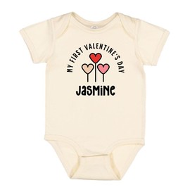 TATY Kids My First Valentine's Day Jasmine Baby Infant One Piece Bodysuit 12 Months Natural